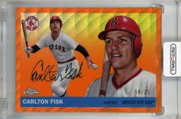 2025 Topps Chrome Platinum Carlton Fisk  Orange Wave Refractor #357【18/25】 Boston Red Sox