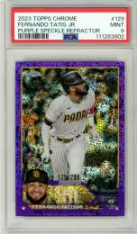 2023 Topps Chrome Baseball  Fernando Tatis Jr. #129 Base Card Purple Speckle Refractor Parallel 129/299【PSA9】 Padres