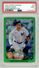 2023 Topps Chrome Baseball  Aaron Judge #62 Base Card Green Refractor Parallel 72/99 【PSA9】 Yankees