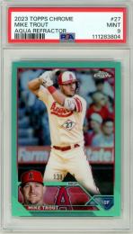 2023 Topps Chrome Baseball  Mike Trout #27 Base Card Aqua Refractor Parallel 139/199 【PSA9】 Angels