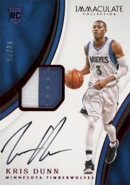 2016-17 Panini Immaculate Collection  Kris Dunn Rookie Patch Autographs Red RC #134 17/25