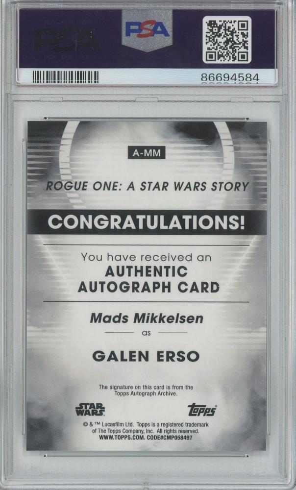 ミントモール / MINT 池袋店 / 2023 Topps Star Wars Signature Series Mads Mikkelsen as  Galen Erso Autographs (Design A)/Orange/#A-MM/1stナンバー!【1/10】【PSA10】