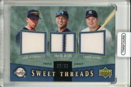 2004 Sweet Spot Alex Rodriguez/Derek Jeter/Jason Giambi Sweet Threads Triple【95/99】 New York Yankees