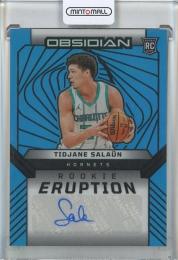2024-25 Panini Obsidian Tidjane Salaun Rookie Eruption Autographs Electric Etch Blue Flood #7【19/30】 Charlotte Hornets