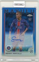 2024-25 Topps Chrome UEFA Club Competitions Senny Mayulu Autographs Blue Refractors Parallel【48/150】 Paris Saint-Germain