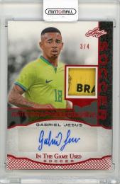 2024 LEAF In The Game Used Gabriel Jesus In The Game Used Soccer Auto Red Holo #IGSAGJ1【3/4】 Brazil