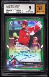 2018 Bowman Chrome #BCRASO Shohei Ohtani Batting Rookie Autographs Green Refractor【19/99】【BGS MINT 9/AU10】 Los Angeles Angels