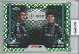 2025 Topps Chrome Formula 1 George Russell/Kimi Antonelli Green Checker Flag Refractors #167【55/99】