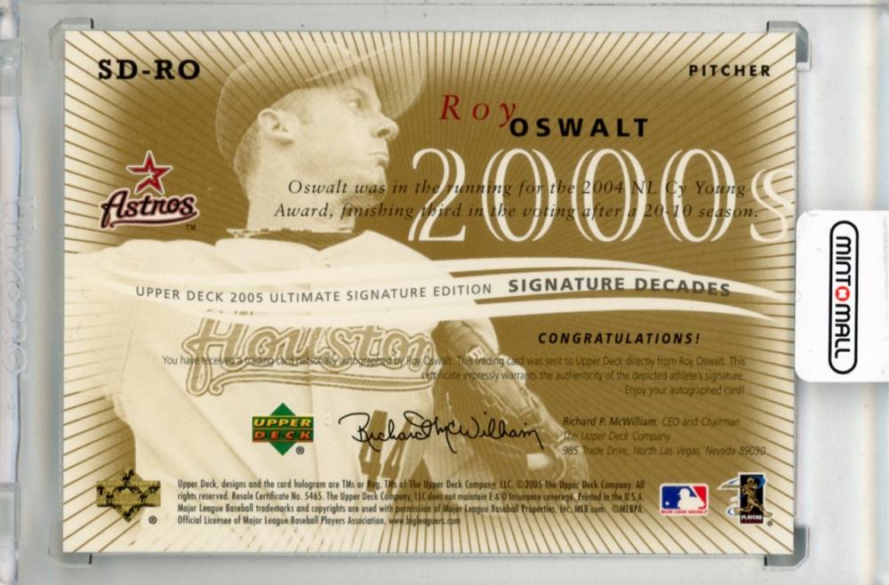 ミントモール / MINT 新宿店 / 2005 UPPER DECK Ultimate Roy Oswalt Signature Decades  #RO Houston Astros