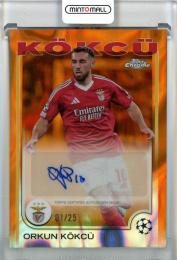 2024-25 Topps Chrome UEFA Club Competitions Orkun Kokcu Autographs Orange Lava Refractors #CAOK【1/25】 SL Benfica