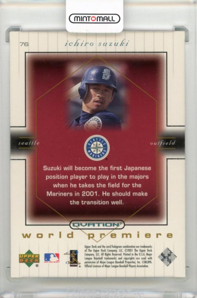 ミントモール / MINT 新宿店 / 2001 UPPER DECK Ovation Ichiro Suzuki #76 world  Premiere RC【1843/2000】 Seattle Mariners