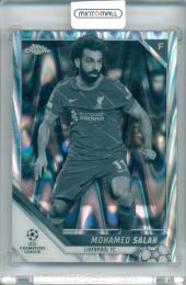 2021-22 Topps Chrome UEFA Champions League Mohamed Salah #21 Base Black and White Ray Wave Parallel Liverpool FC