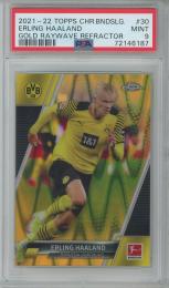 2020-21 Topps chrome Bundesliga  Erling Haaland Base/Gold Raywave Refractor/#30【PSA9】 Borussia Dortmund