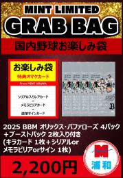 【国内野球お楽しみ袋】2025 BBM オリックス・バファローズ 4パック + ブーストパック1個 (2枚入)