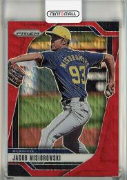 2025 Panini Prizm Jacob Misiorowski Prizms Ruby Wave #4 Milwaukee Brewers