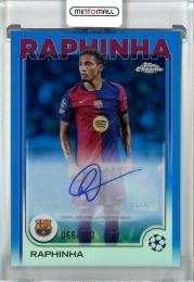 2024-25 Topps Chrome UEFA Club Competitions Raphinha Chrome Autographs Blue Refractors #CA-RP【066/150】 FC Barcelona