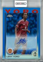 2024-25 Topps Chrome UEFA Club Competitions Leny Yoro Chrome Autograph Blue Refractors #CA-LY 【015/150】Manchester United