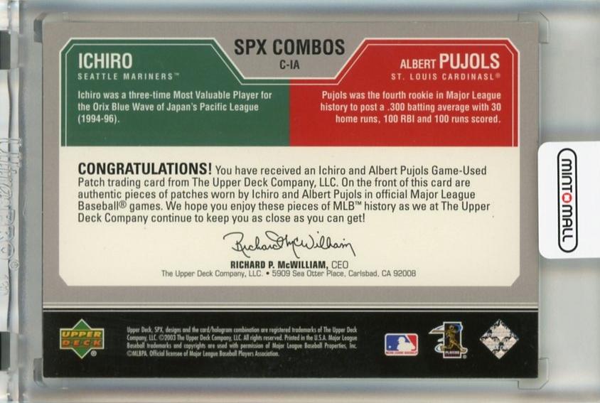 ミントモール / MINT 千葉店 / 2003 Upper Deck SPx Ichiro Suzuki / Albert Pujols Game  Used Combos Patch #CIA【35/50】