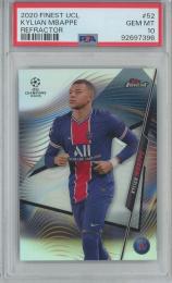 2020-21 Topps Finest UEFA Champions League Soccer Kylian Mbappé Base/Refractor/#52【PSA10】 Paris Saint-Germain
