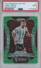 2022 Panini Prizm FIFA World Cup Qatar Soccer Lionel Messi Base/Green Wave/#7【PSA9】 Argentina