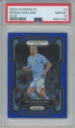 2023-24 PANINI PRIZM PREMIER LEAGUE SOCCER Erling Haaland Base/Blue/#3【170/299】【PSA10】 Manchester City