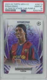 2023-24 TOPPS UEFA CLUB COMPETITIONS SOCCER Ronaldinho Ultimate Stage/Chrome Purple/#USC-13【64/75】【PSA10】 FC Barcelona