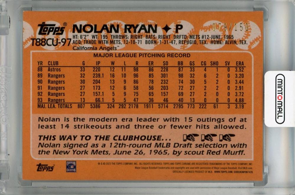 ミントモール / MINT 浦和店 / 2023 Topps Update Series Nolan Ryan 1988 Topps Chrome  Silver Pack Mojo Blue Refractor #T88CU-97【079/150】 Los Angeles Angels