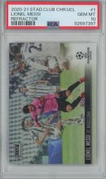 2020-21 Topps Stadium Club Chrome UEFA Champions League Soccer Lionel Messi Base/Refractor/#1【PSA10】 FC Barcelona