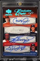 2007 UD Black Exclusive #EX5  Cal Ripken Jr./Derek Jeter/Ken Griffey Jr./Frank Thomas/Jim Thome/Justin Morneau/Mark Teixeira/Lance Berkman Eight Autographs Natural Pearl【1/1】