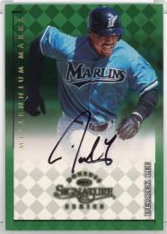 1998 Donruss Signature Series Autographs Millennium Marks #72 Florida Marlins Derrek Lee