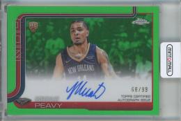 2025-26 Topps Chrome Micah Peavy Rookie Autographs Green Refractors #TCARMP【68/99】 New Orleans Pelicans