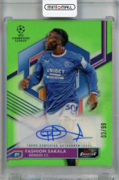 2022-23 Topps Finest UEFA Club Competitions Fashion Sakala Autographs Neon Green Refractors #ASJ 【03/99】 Rangers F.C