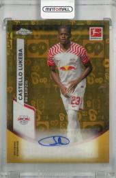 2023-24 Topps Chrome Bundesliga Castello Lukeba Autographs Gold Bundesliga 60 Years Foil #BCACL Rb Leipzig