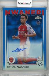 2024-25 Topps Chrome UEFA Club Competitions Ethan Nwaneri Autographs Blue Refractors #CAEN【062/150】 Arsenal FC