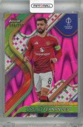 2024-25 Topps Finest UEFA Club Competitions Bruno Fernandes Pink Raywave Refractor #134【098/250】 Manchester United