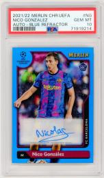 2021-22 TOPPS Merlin Chrome UEFA League Nico Gonzalez Autographs Blue Refractor Parallels【66/75】【PSA10】《Gem-MINT》 FC Barcelona