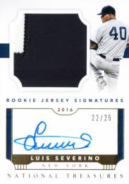 2016 PANINI National Treasure Baseball Luis Severino Rookie Jersey Signatures Vertical Gold 25枚限定 /22