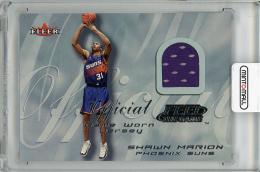 【裏面右上角若干白欠けあり】2000-01 FLEER Feel the Game Shawn Marion Game Worn Jersey