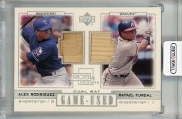 2001 Upper Deck Pros and Prospects Alex Rodriguez/Rafael Furcal Game-Used Dual Bat #PPRF Texas Rangers/Atlanta Braves