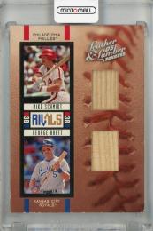 2005 Donruss Mike Schmidt/George Brett Leather and Lumber Rivals Bat #21【016/100】 Philadelphia Phillies/Kansas City Royals
