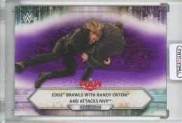 2021 Topps WWE Edge/Randy Orton Edge brawls with Randy Orton and attacks MVP/Purple/#36【17/25】