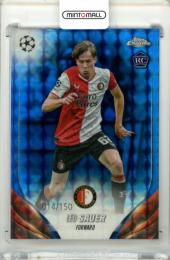 2023-24 Topps Chrome Uefa Club Competition Leo Sauer #129 RC Base Card Blue Geometric Refractor Parallel【014/150】 Feyenoord RC