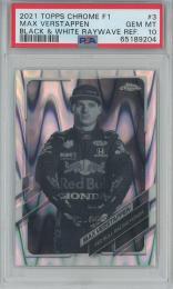 2021 Topps Chrome Formula 1 Racing Max Verstappen Base/F1 RACERS/Black White Raywave Refractor/#3【PSA10】