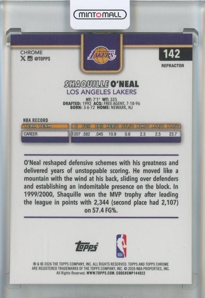 ミントモール / MINT 池袋店 / 2025-26 Topps Chrome Update Shaquille