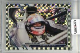 2021 TOPPS Chrome Formula 1  Yuki Tsunoda Checker Flag #37  Scuderia AlphaTauri