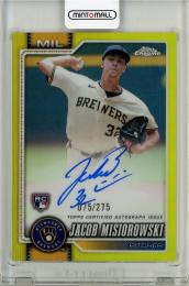 2026 Topps Chrome Jacob Misiorowski Rookie Autographs Yellow Refractor【75/275】 Milwaukee Brewers
