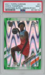 2021-22 Topps Chrome Overtime Elite Basketball Amen Thompson Base/Green Raywave/RC/#81【50/75】【PSA9】 Overtime Elite