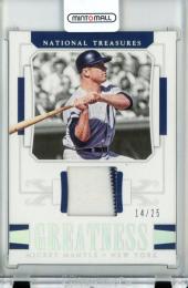 2018 PANINI NATIONAL TREASURES New York Yankees Mickey Mantle Greatness Memorabilia Card Holo Silver 【14/25】