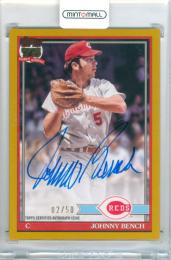 2026 Topps Series1 Baseball Johnny Bench #91A-JBE 1991 Topps Baseball Autograph Gold Parallel【02/50】 Reds