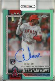 2026 Topps Chrome Christian Moore Rookie Autographs Aqua Refractors #RACMO【88/199】 Los Angeles Angels